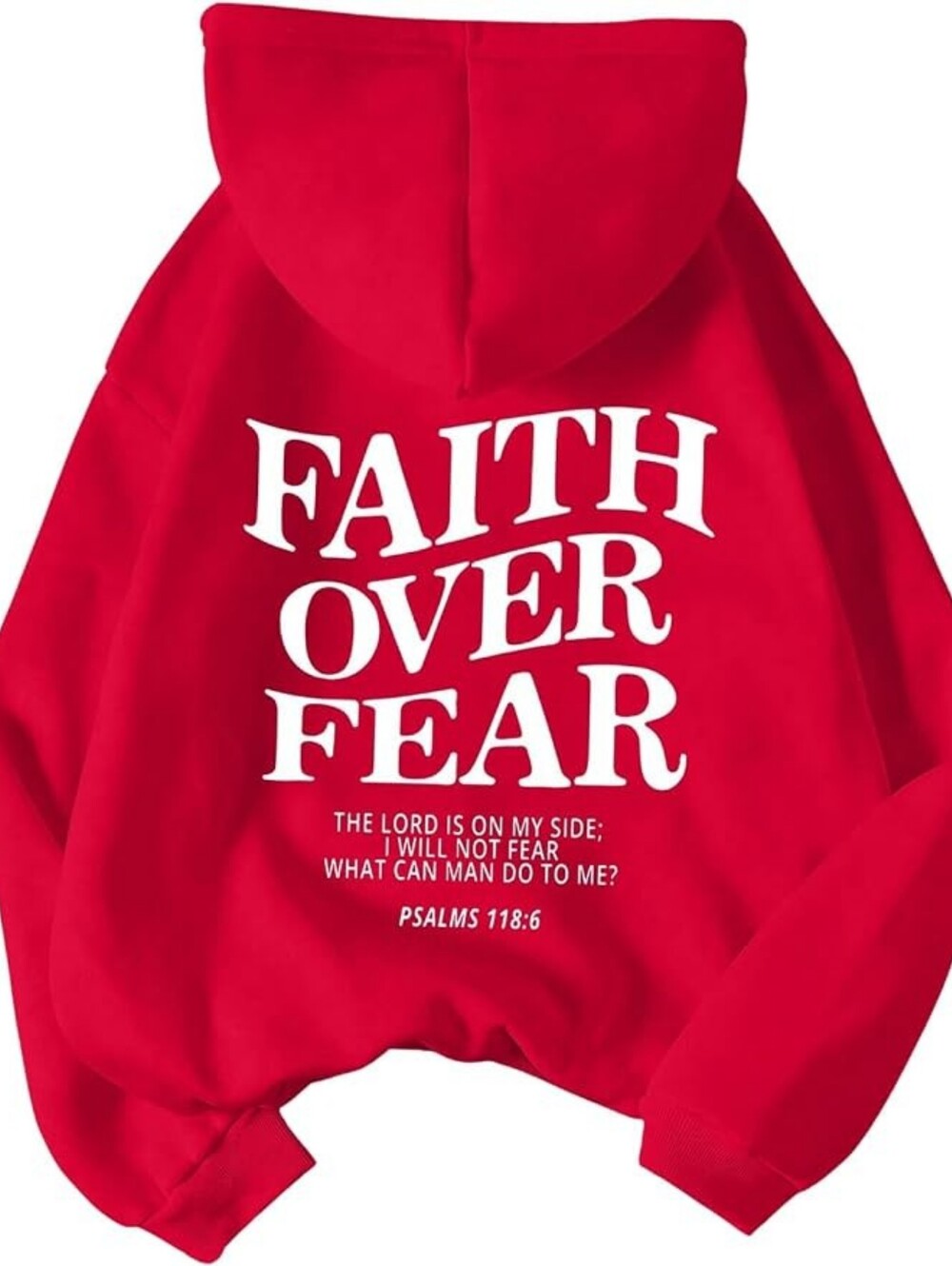 Cozy Red Christian Inspirational Faith Over Fear Hoodie Sweatshirt